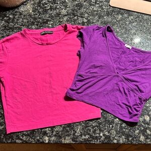 Zara Hot Pink Crewneck Tee garage purple